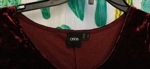 ASOS crushed Velvet longsleeve dress M